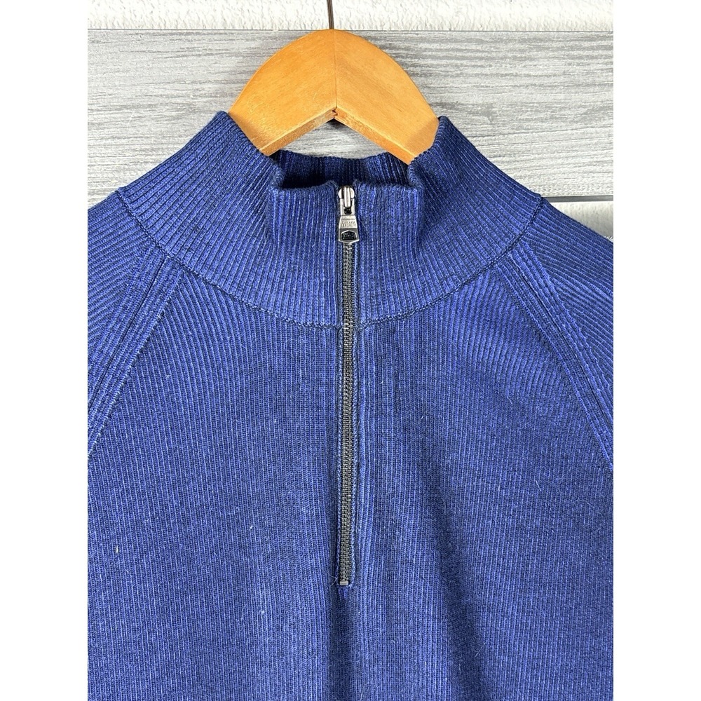 Banana Republic Sweater Mens M Blue 1/4 Zip Long Sleeve Supima Cotton NEW - Picture 4 of 7